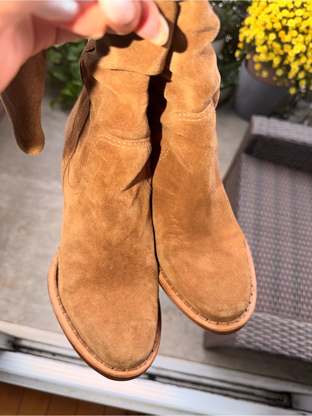 Michael Kors Tan Suede genuine luggage Leather Boots - Classic Heel - Picture 3 of 10